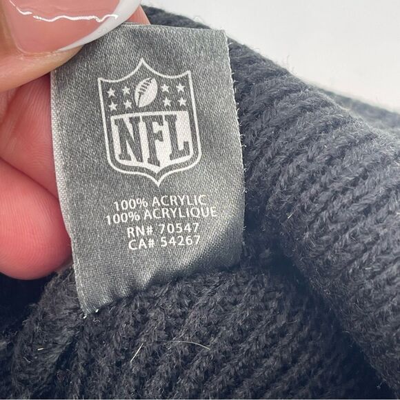 NFL x ‘47 Brand Kid’s Pittsburgh Steelers Black Gold Knit Pom Pom Beanie Hat OS - Picture 7 of 9